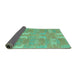 Sideview of Abstract Turquoise Modern Rug, abs1211turq