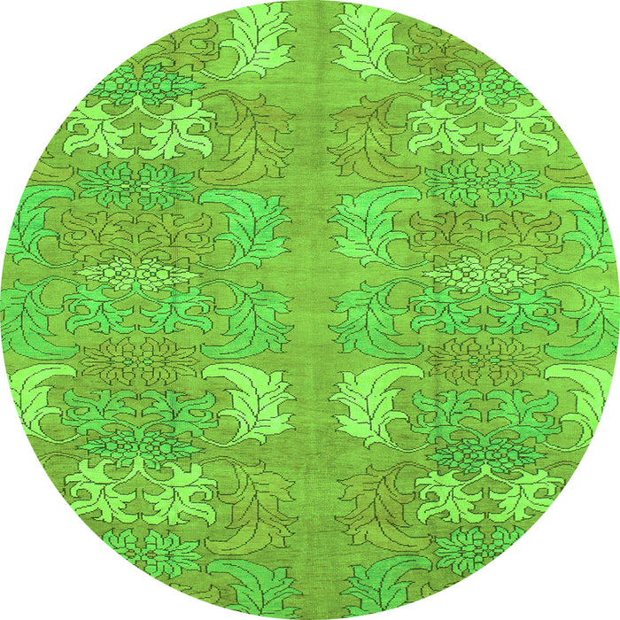 Round Abstract Green Modern Rug, abs1211grn
