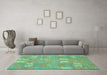 Machine Washable Abstract Turquoise Modern Area Rugs in a Living Room,, wshabs1211turq