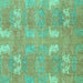 Square Machine Washable Abstract Turquoise Modern Area Rugs, wshabs1211turq