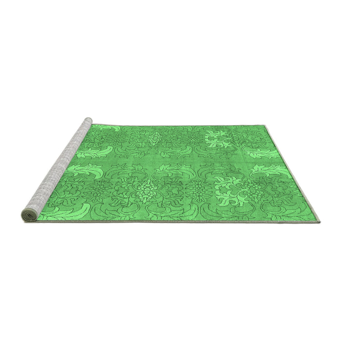 Sideview of Machine Washable Abstract Emerald Green Modern Area Rugs, wshabs1211emgrn