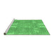 Sideview of Machine Washable Abstract Emerald Green Modern Area Rugs, wshabs1211emgrn
