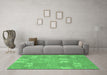 Machine Washable Abstract Emerald Green Modern Area Rugs in a Living Room,, wshabs1211emgrn