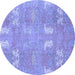 Round Machine Washable Abstract Blue Modern Rug, wshabs1211blu