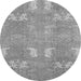 Round Machine Washable Abstract Gray Modern Rug, wshabs1211gry