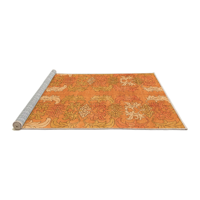 Sideview of Machine Washable Abstract Orange Modern Area Rugs, wshabs1211org