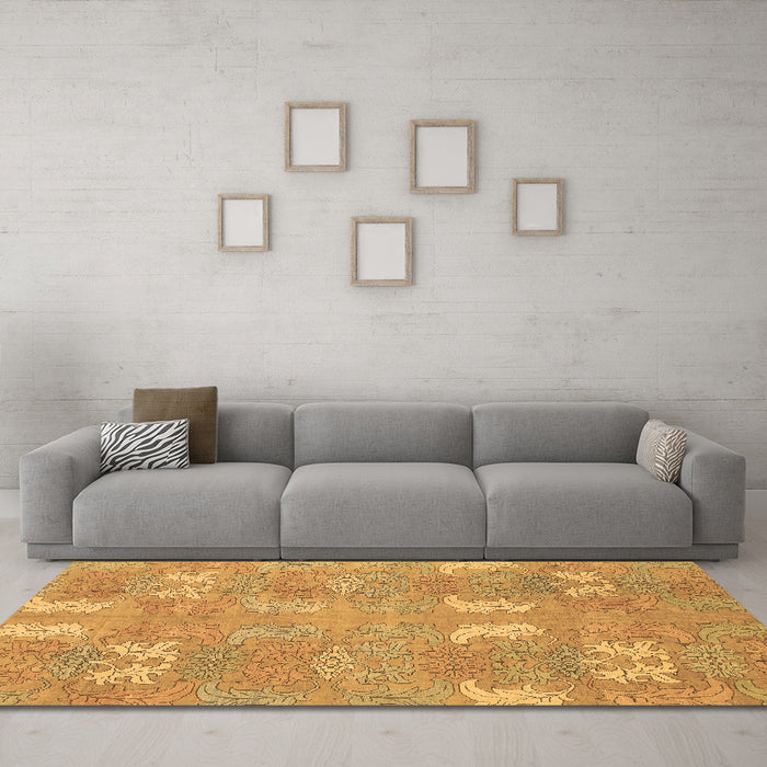 Machine Washable Abstract Brown Modern Rug in a Living Room,, wshabs1211brn