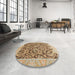 Round Abstract Light Brown Modern Rug in a Office, abs1212