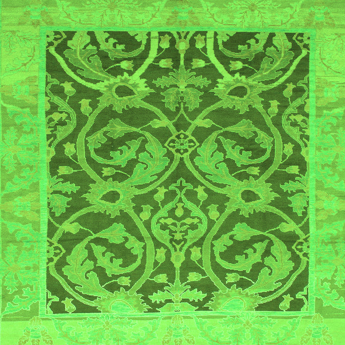 Square Machine Washable Abstract Green Modern Area Rugs, wshabs1212grn