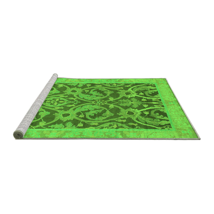 Sideview of Machine Washable Abstract Green Modern Area Rugs, wshabs1212grn
