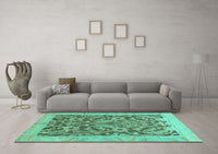 Machine Washable Abstract Turquoise Modern Rug, wshabs1212turq