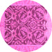 Round Abstract Pink Modern Rug, abs1212pnk