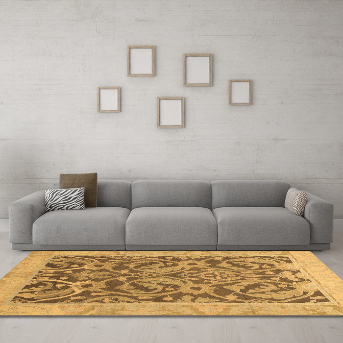 Machine Washable Abstract Brown Modern Rug in a Living Room,, wshabs1212brn