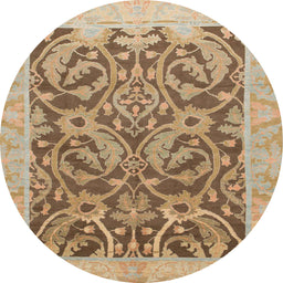 Round Machine Washable Abstract Light Brown Rug, wshabs1212