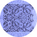 Round Abstract Blue Modern Rug, abs1212blu