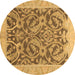 Round Abstract Brown Modern Rug, abs1212brn