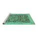 Sideview of Machine Washable Abstract Turquoise Modern Area Rugs, wshabs1212turq