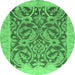 Round Abstract Emerald Green Modern Rug, abs1212emgrn