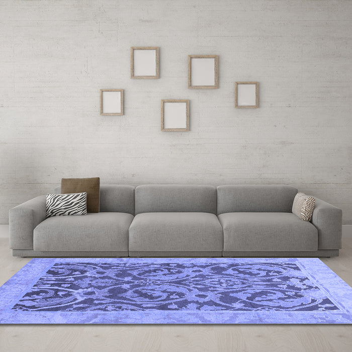 Machine Washable Abstract Blue Modern Rug in a Living Room, wshabs1212blu
