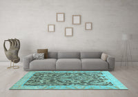 Machine Washable Abstract Light Blue Modern Rug, wshabs1212lblu