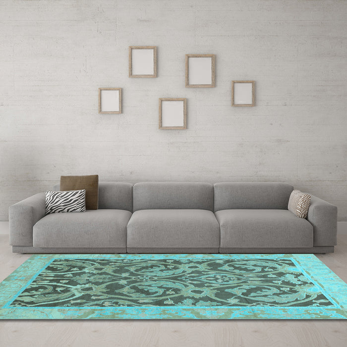 Machine Washable Abstract Light Blue Modern Rug in a Living Room, wshabs1212lblu