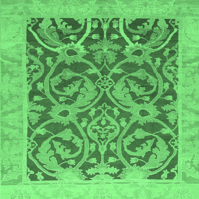 Square Abstract Emerald Green Modern Rug, abs1212emgrn