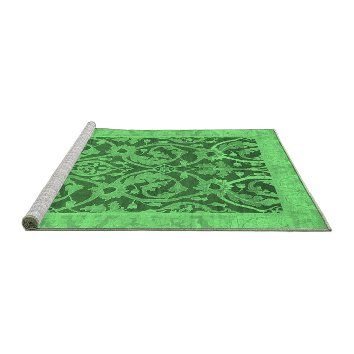 Sideview of Machine Washable Abstract Emerald Green Modern Area Rugs, wshabs1212emgrn