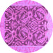 Round Machine Washable Abstract Purple Modern Area Rugs, wshabs1212pur