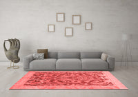 Machine Washable Abstract Red Modern Rug, wshabs1212red