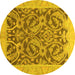 Round Abstract Yellow Modern Rug, abs1212yw