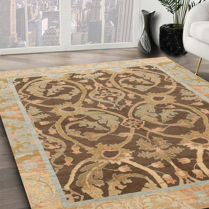 Machine Washable Abstract Light Brown Rug in a Family Room, wshabs1212