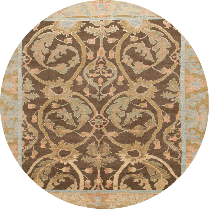 Round Abstract Light Brown Modern Rug, abs1212
