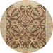 Round Abstract Light Brown Modern Rug, abs1212