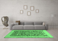 Machine Washable Abstract Emerald Green Modern Rug, wshabs1212emgrn