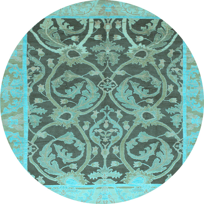 Round Machine Washable Abstract Light Blue Modern Rug, wshabs1212lblu