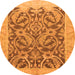 Round Abstract Orange Modern Rug, abs1212org