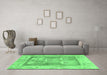 Machine Washable Abstract Emerald Green Modern Area Rugs in a Living Room,, wshabs1213emgrn
