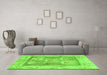 Machine Washable Abstract Green Modern Area Rugs in a Living Room,, wshabs1213grn