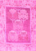 Machine Washable Abstract Pink Modern Rug, wshabs1213pnk