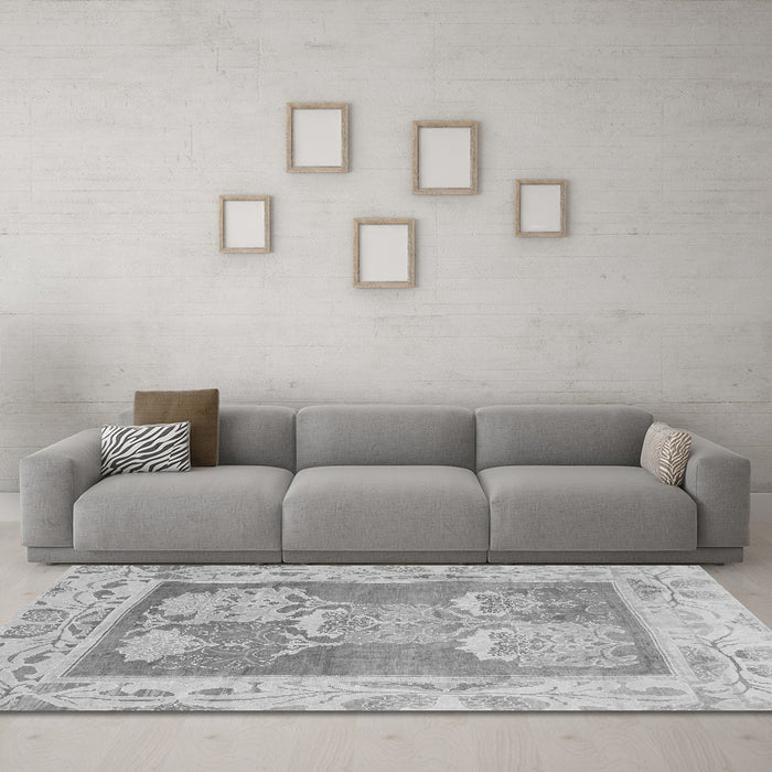 Machine Washable Abstract Gray Modern Rug in a Living Room,, wshabs1213gry
