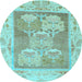 Round Machine Washable Abstract Light Blue Modern Rug, wshabs1213lblu