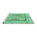 Sideview of Machine Washable Abstract Turquoise Modern Area Rugs, wshabs1213turq