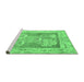 Sideview of Machine Washable Abstract Emerald Green Modern Area Rugs, wshabs1213emgrn