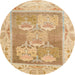 Round Abstract Orange Modern Rug, abs1213