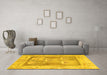 Machine Washable Abstract Yellow Modern Rug in a Living Room, wshabs1213yw