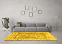 Machine Washable Abstract Yellow Modern Rug, wshabs1213yw