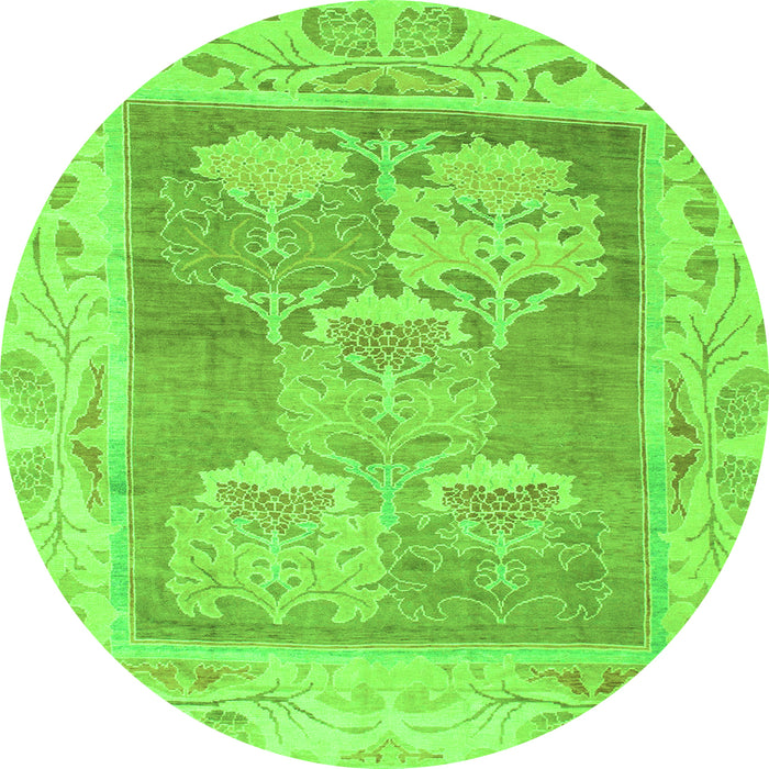 Round Abstract Green Modern Rug, abs1213grn