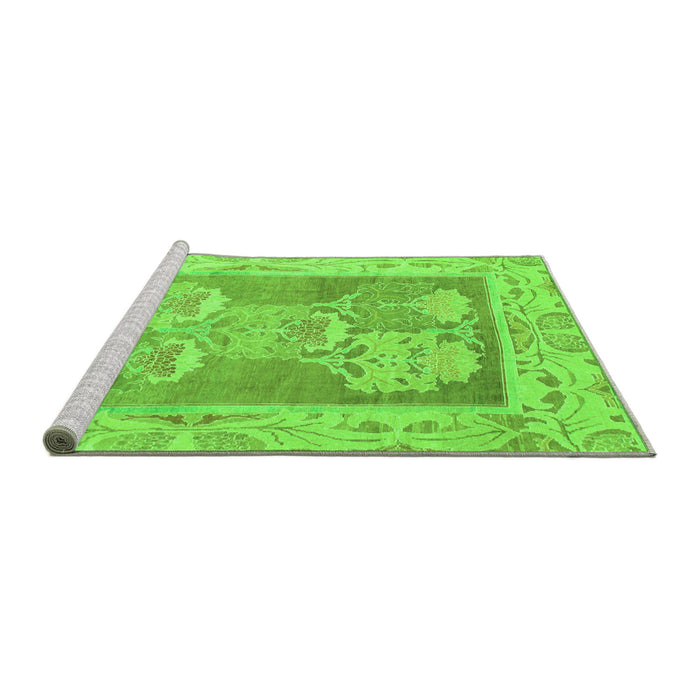 Sideview of Machine Washable Abstract Green Modern Area Rugs, wshabs1213grn