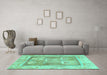 Machine Washable Abstract Turquoise Modern Area Rugs in a Living Room,, wshabs1213turq