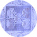 Round Abstract Blue Modern Rug, abs1213blu